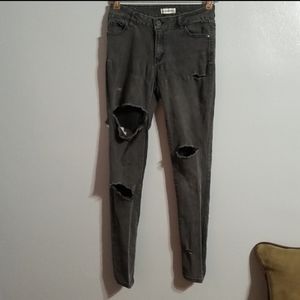 J. creation charcoal gray size 7 damaged distressed jeans
